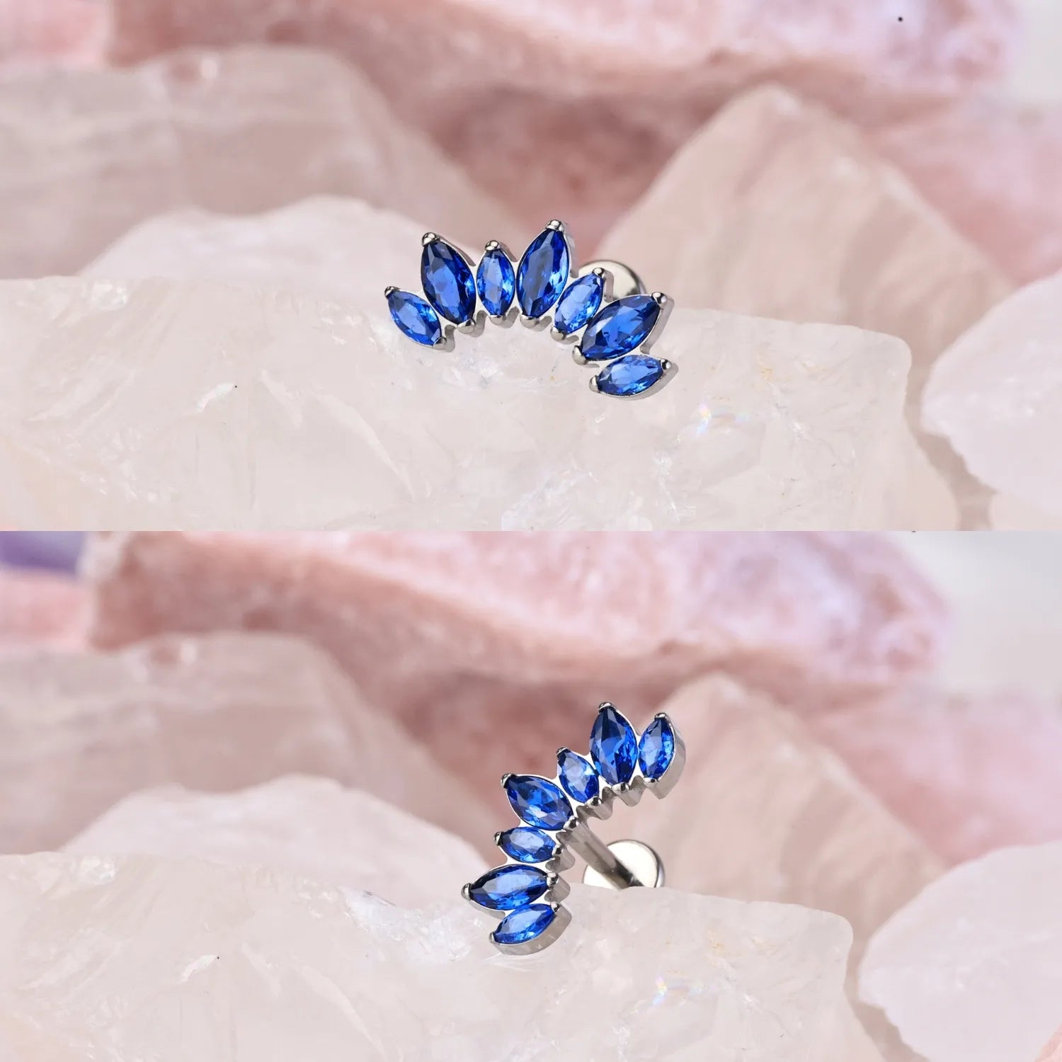 Titanium Sapphire 7-Petal Crown Flat Back Stud