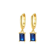 Amelia Blue Sapphire Baguette Hoop Earrings