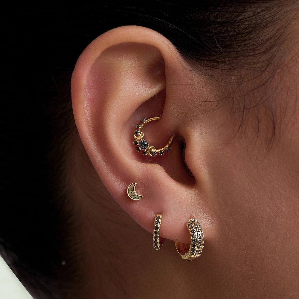 Lysander Pave Gem Hoop Earrings - Dark Iridescent