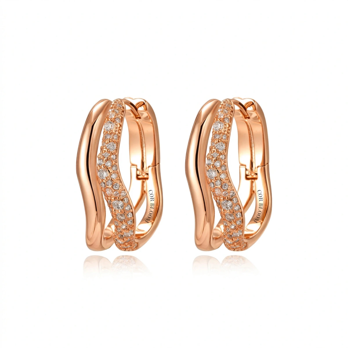 Wave Diamond Hoops