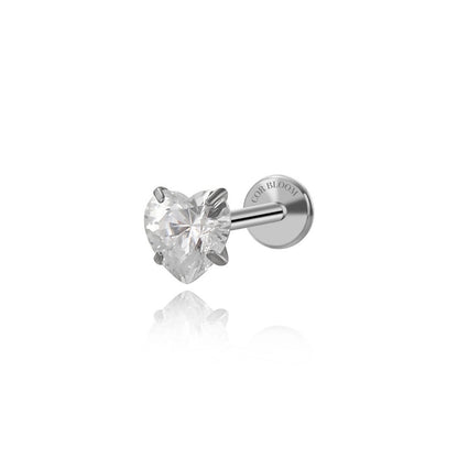 Titanium Multisize Diamond Heart Flat Back Stud