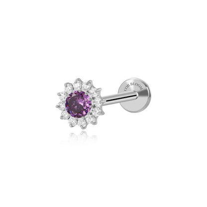 Titanium Amethyst Sunflower Flat Back Stud