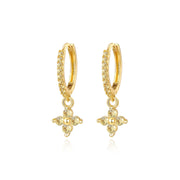 Avra Yellow Citrine Garnet Four-Leaf Clover Pave Hoops