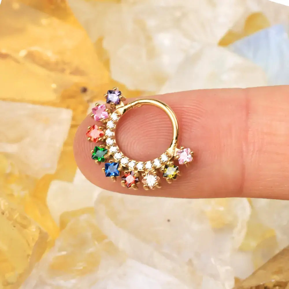 Akira Rainbow Square-Cut Gemstone Clicker