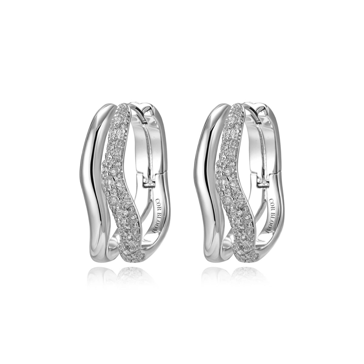 Wave Diamond Hoops
