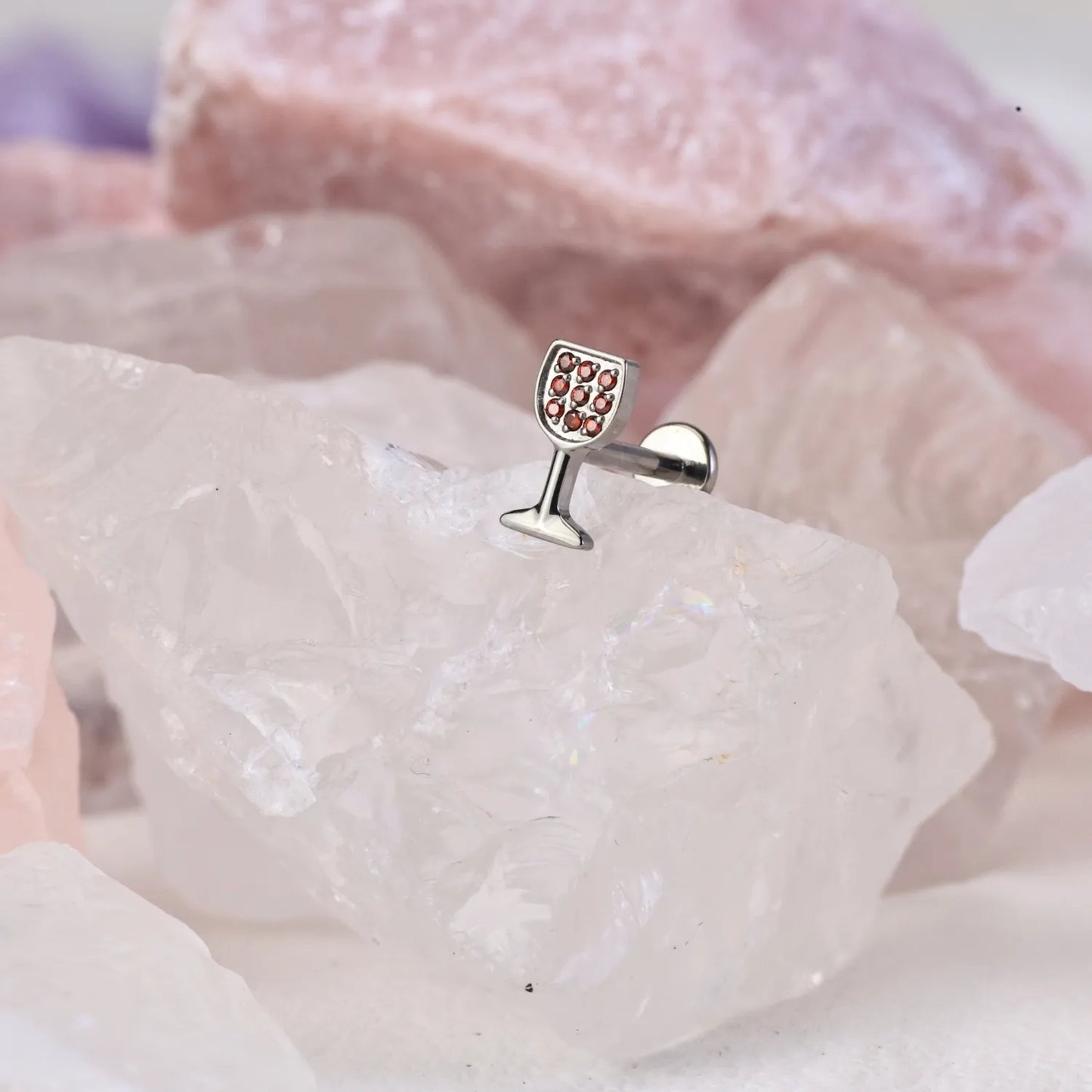 Titanium Red Wine Glass Piercing Stud