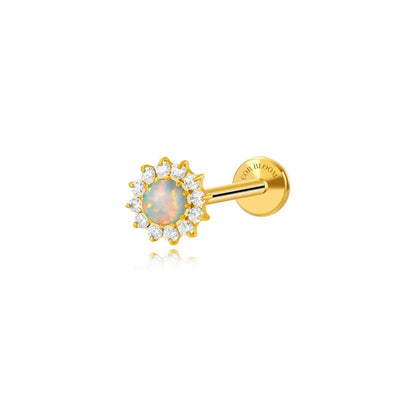 Titanium White Opal Sunflower Flat Back Stud