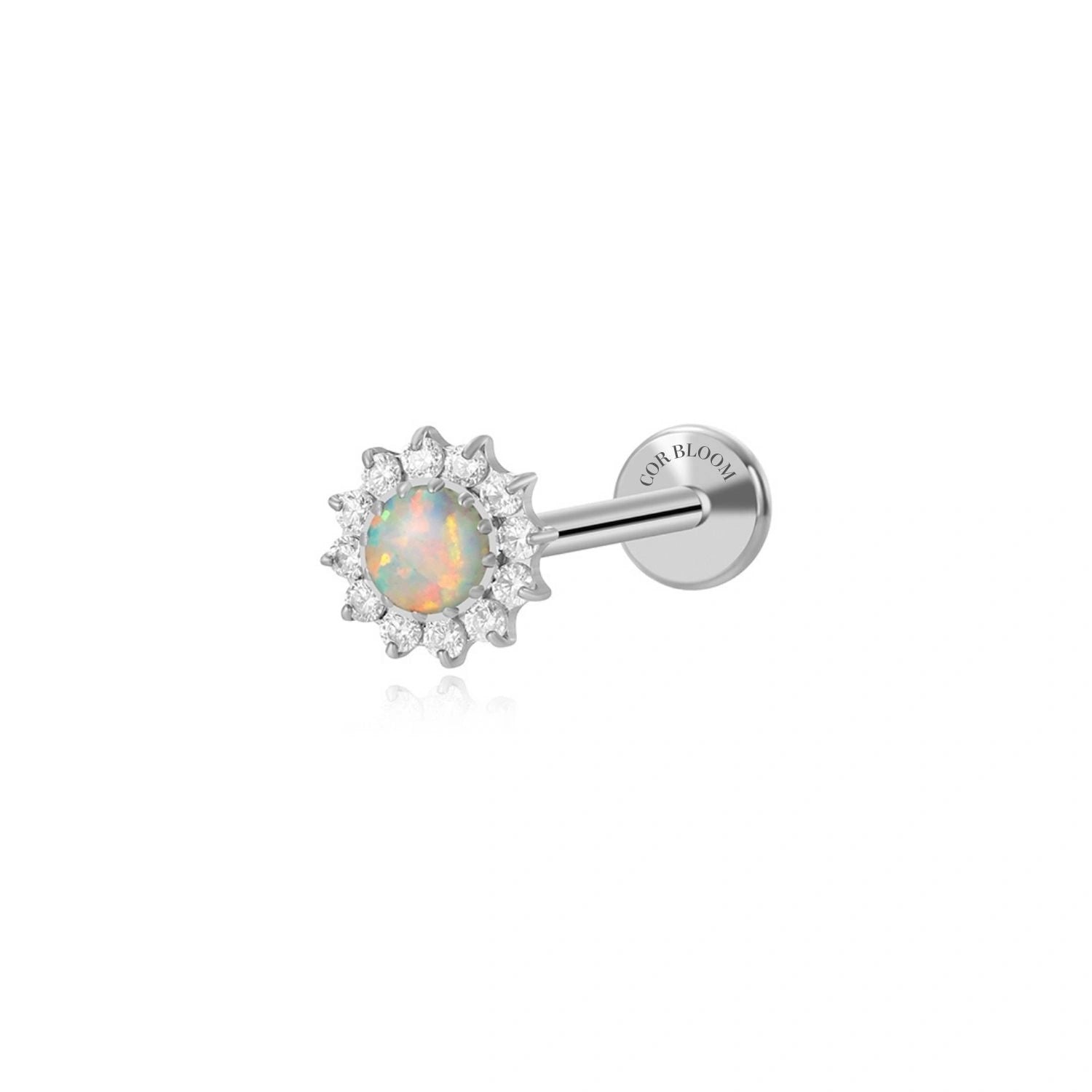Titanium White Opal Flower Stud