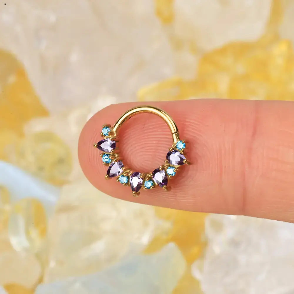 Dakota Pear Amethyst & Aquamarine Clicker