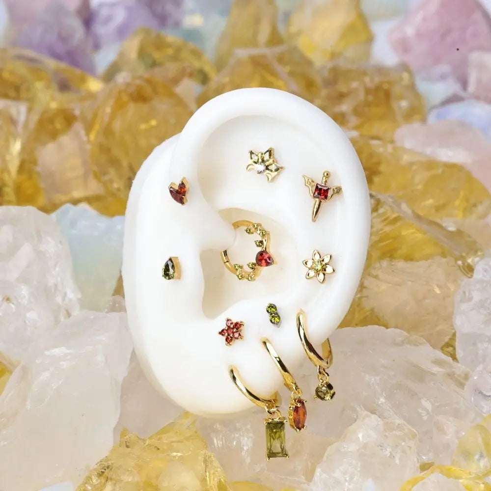 Titanium Red Garnet & Peridot Reindeer Clicker