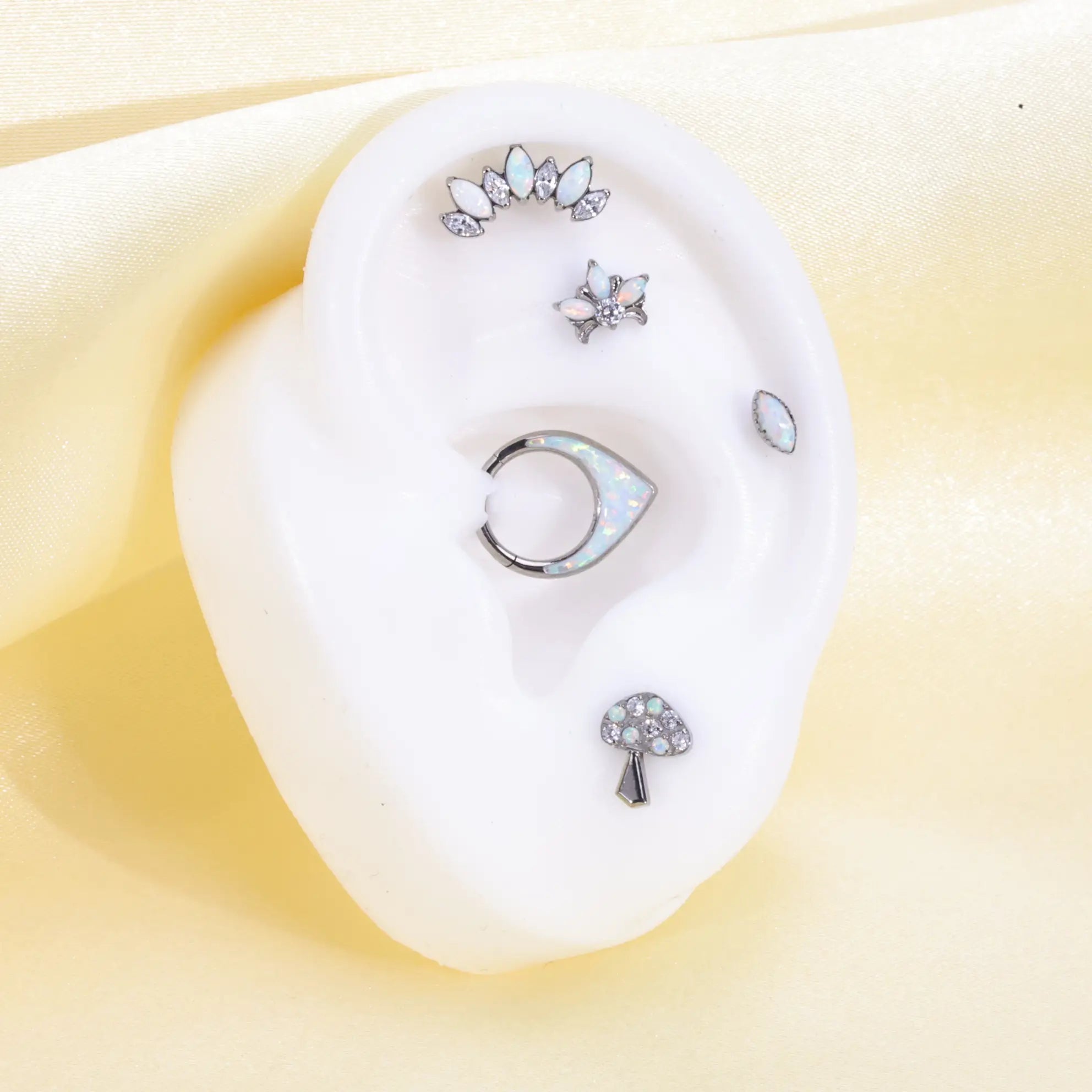 Titanium White Opal Mashroom Piercing Stud