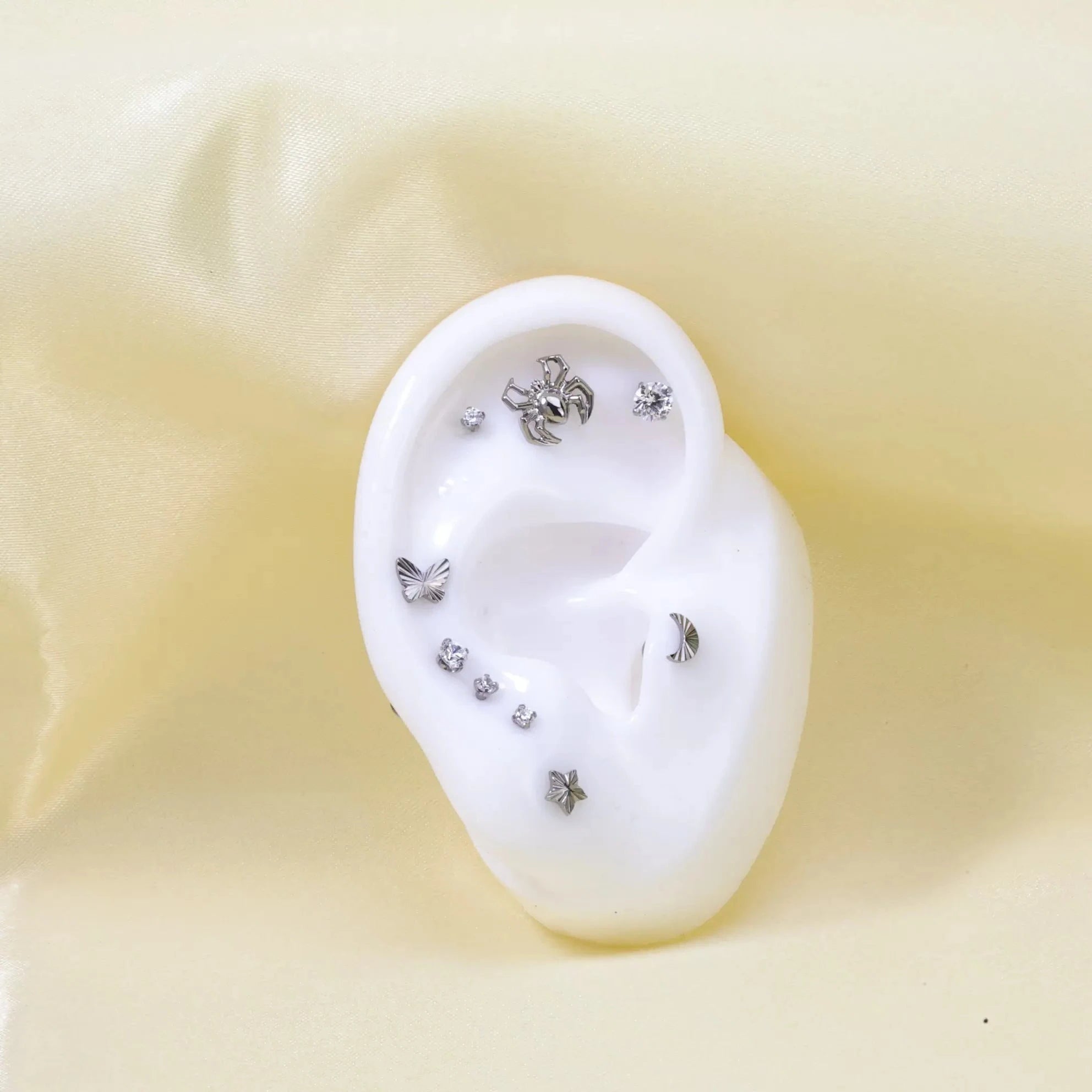 Titanium Little Radiant Moon Flatback Stud