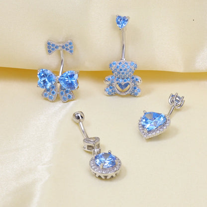 Blue Ocean Royal Heart Belly Button Ring