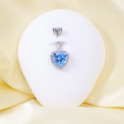 Blue Ocean Royal Heart Belly Button Ring