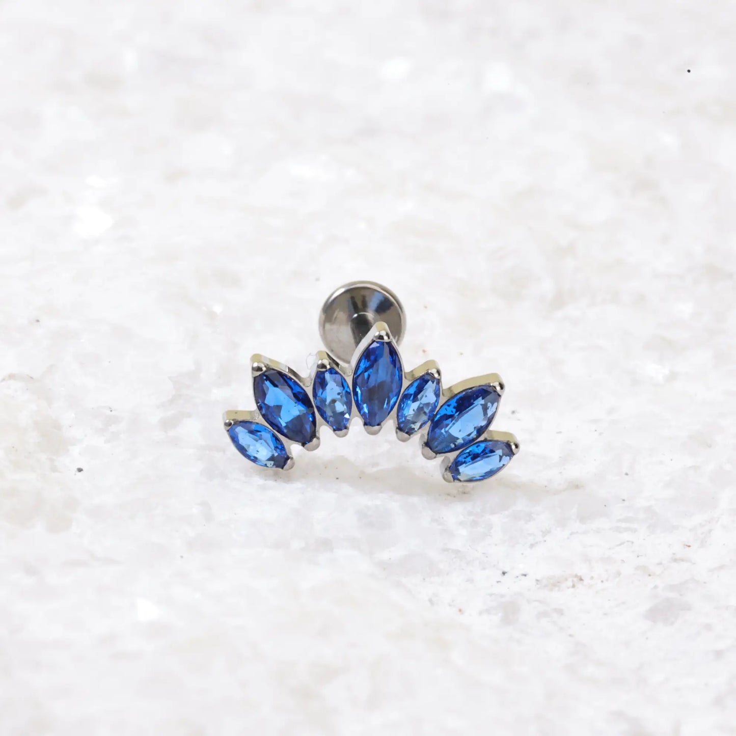 Titanium Sapphire 7-Petal Crown Piercing Stud