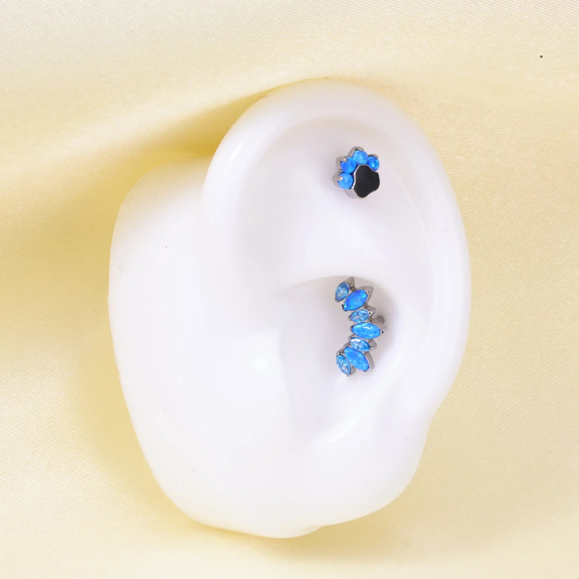 Titanium Blue Opal 7-Petal Crown Piercing Stud