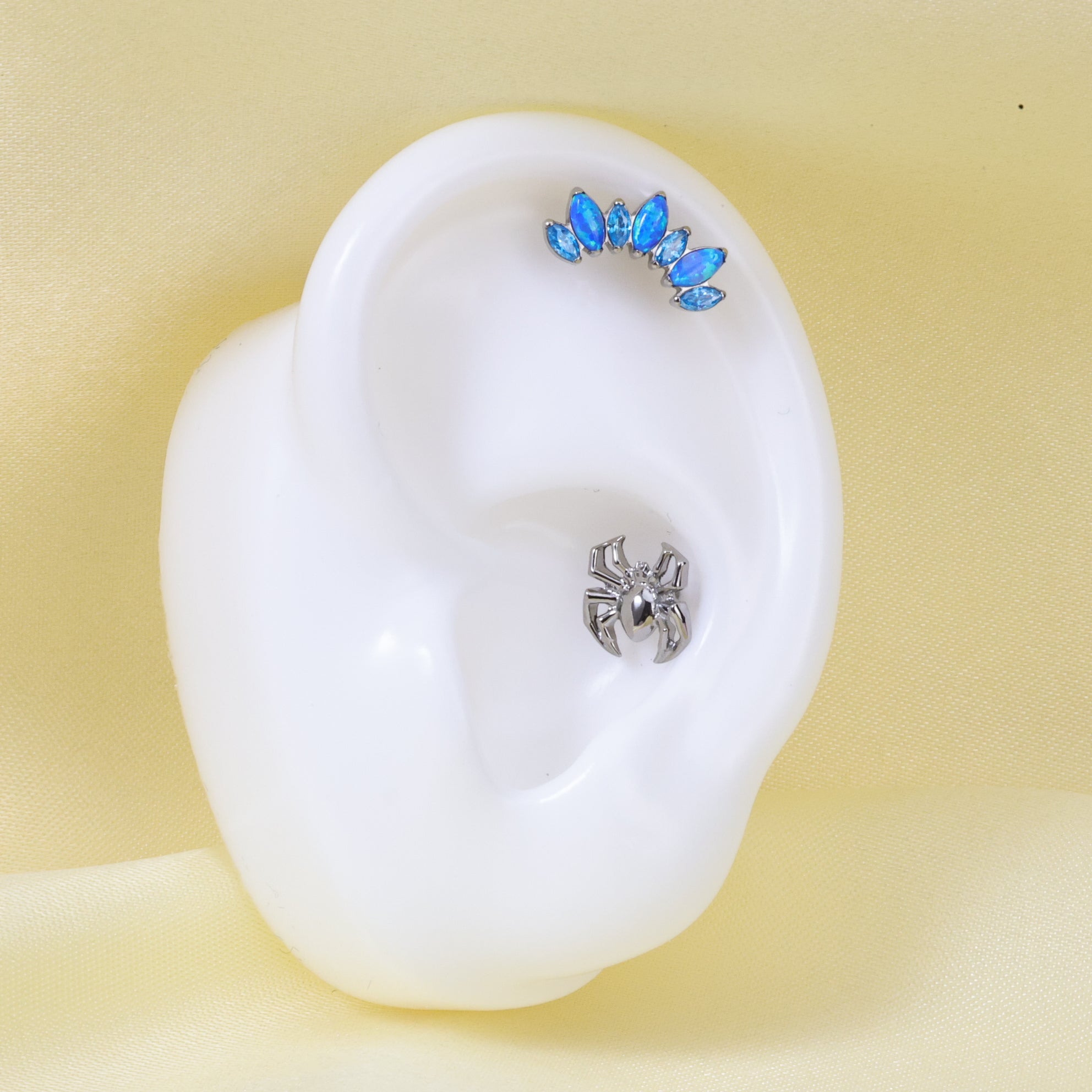 Titanium Blue Opal 7-Petal Crown Piercing Stud