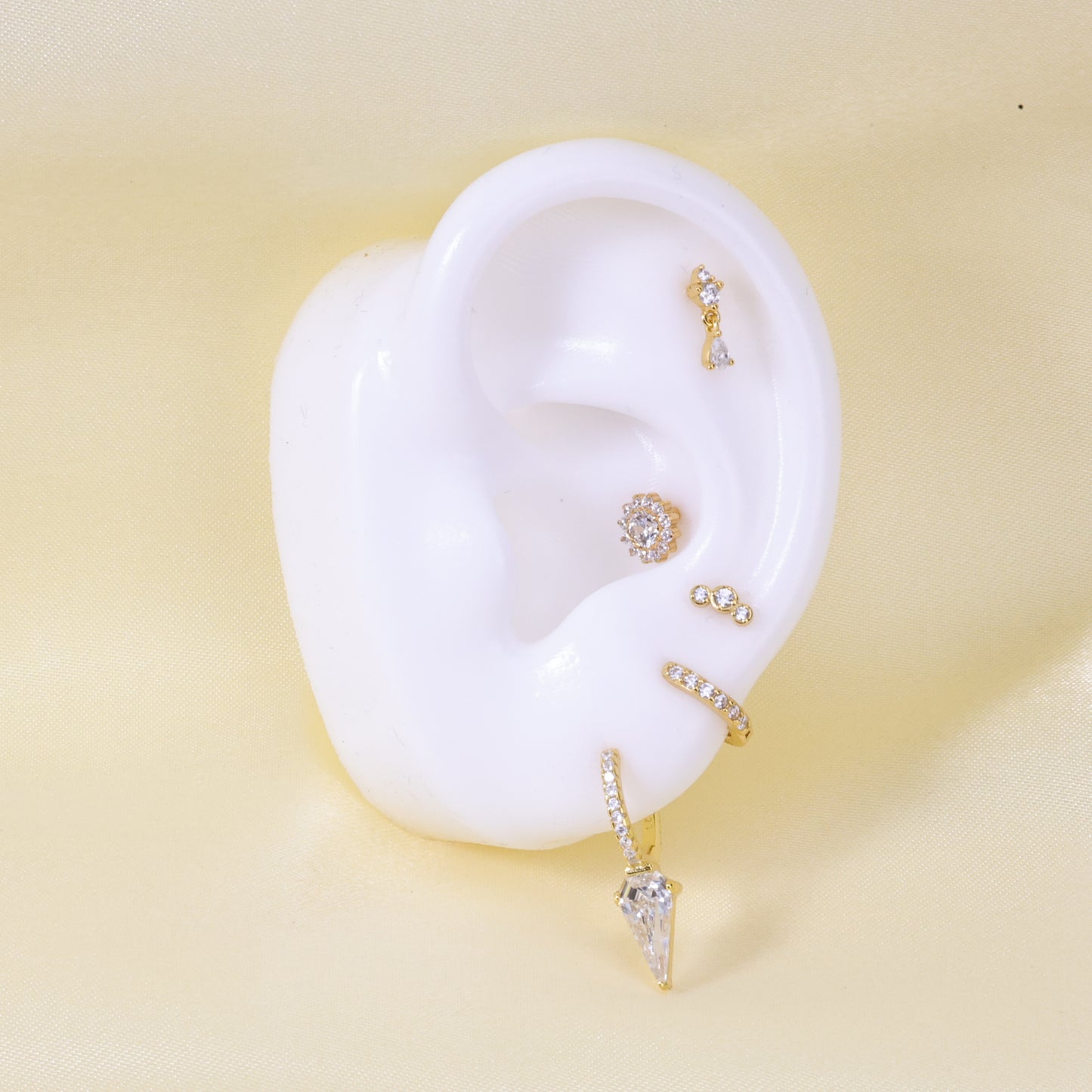 Mini Bling Trio Diamond Flat Back Stud Earring (18G)