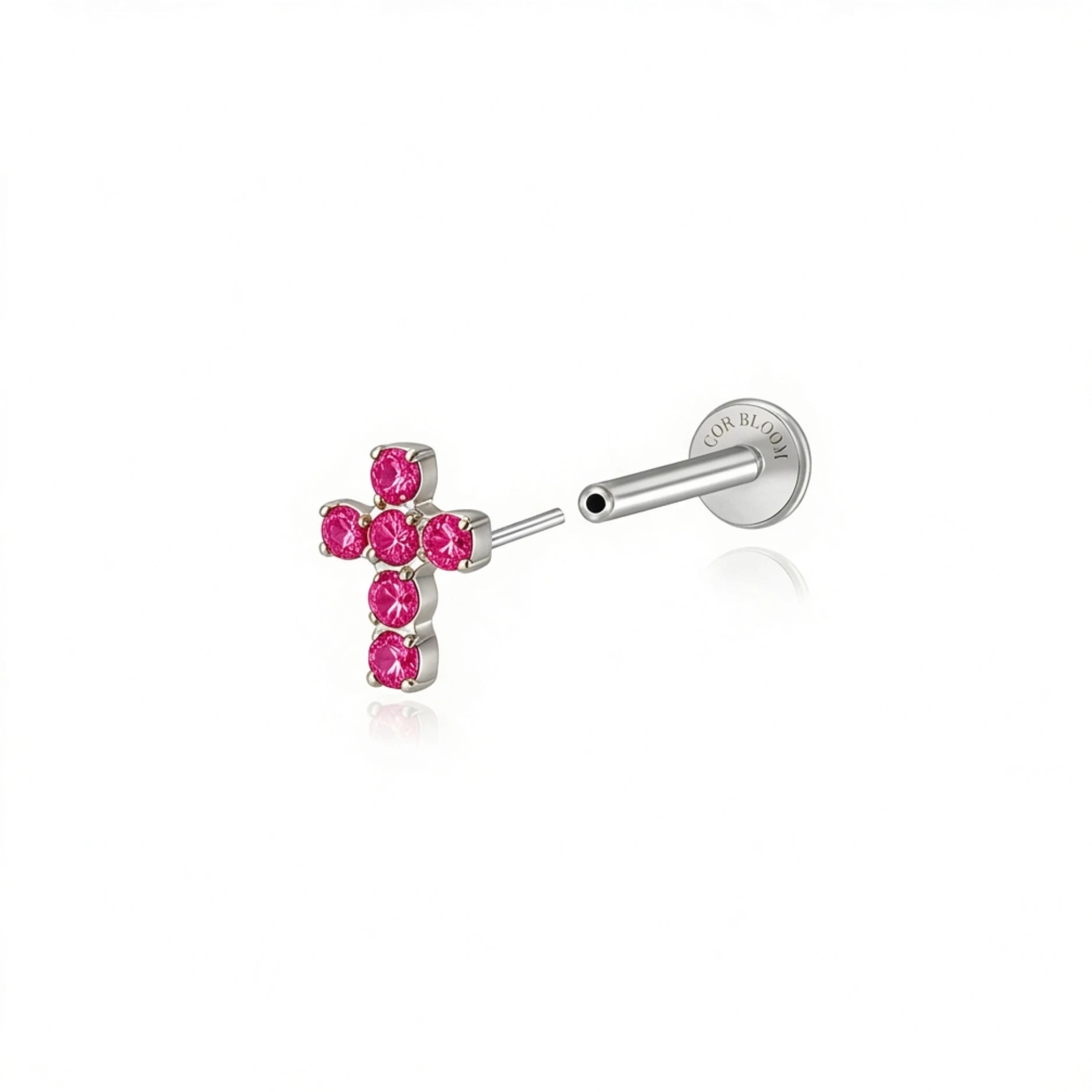 Titanium Aitana Ruby Sanctum Cross Stud
