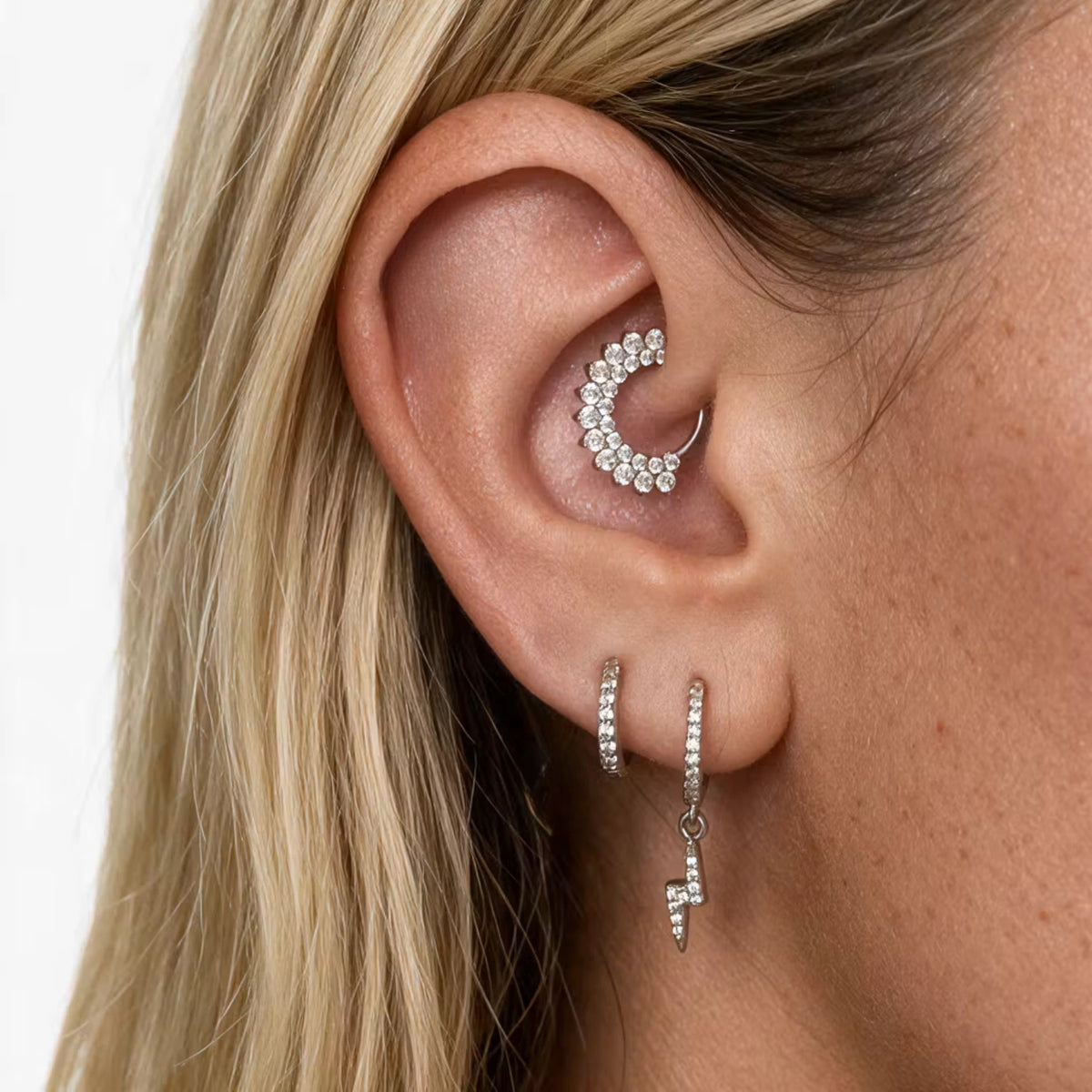 Clicker per setto nasale Penelope Luxe Diamond in titanio | cerchio per daith