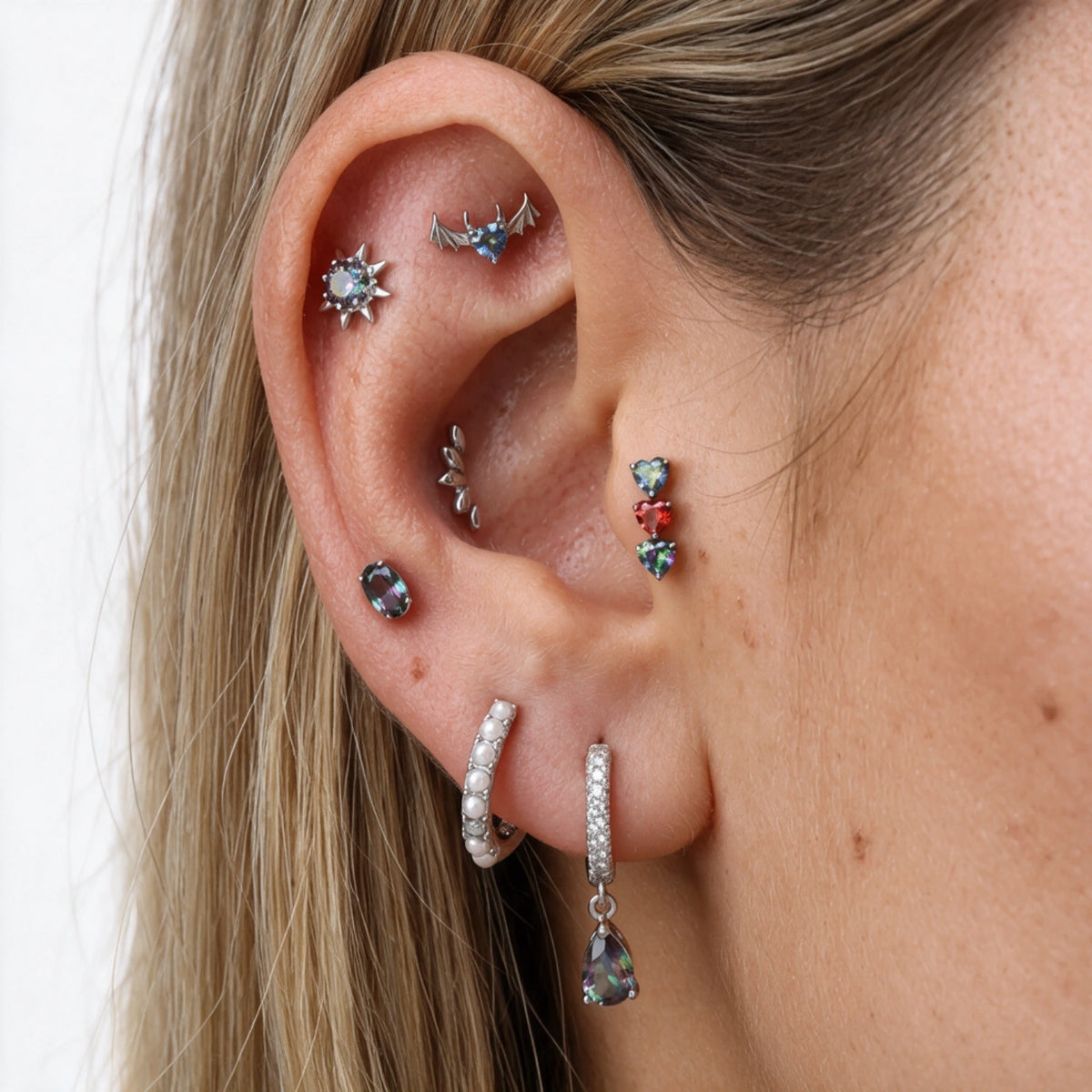 Aeliana Dark Iridescent Sun Push Pin Flat Back Stud