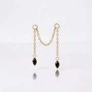 Titanium Holly Duo Marquise Cartilage Chain - Black Spinel
