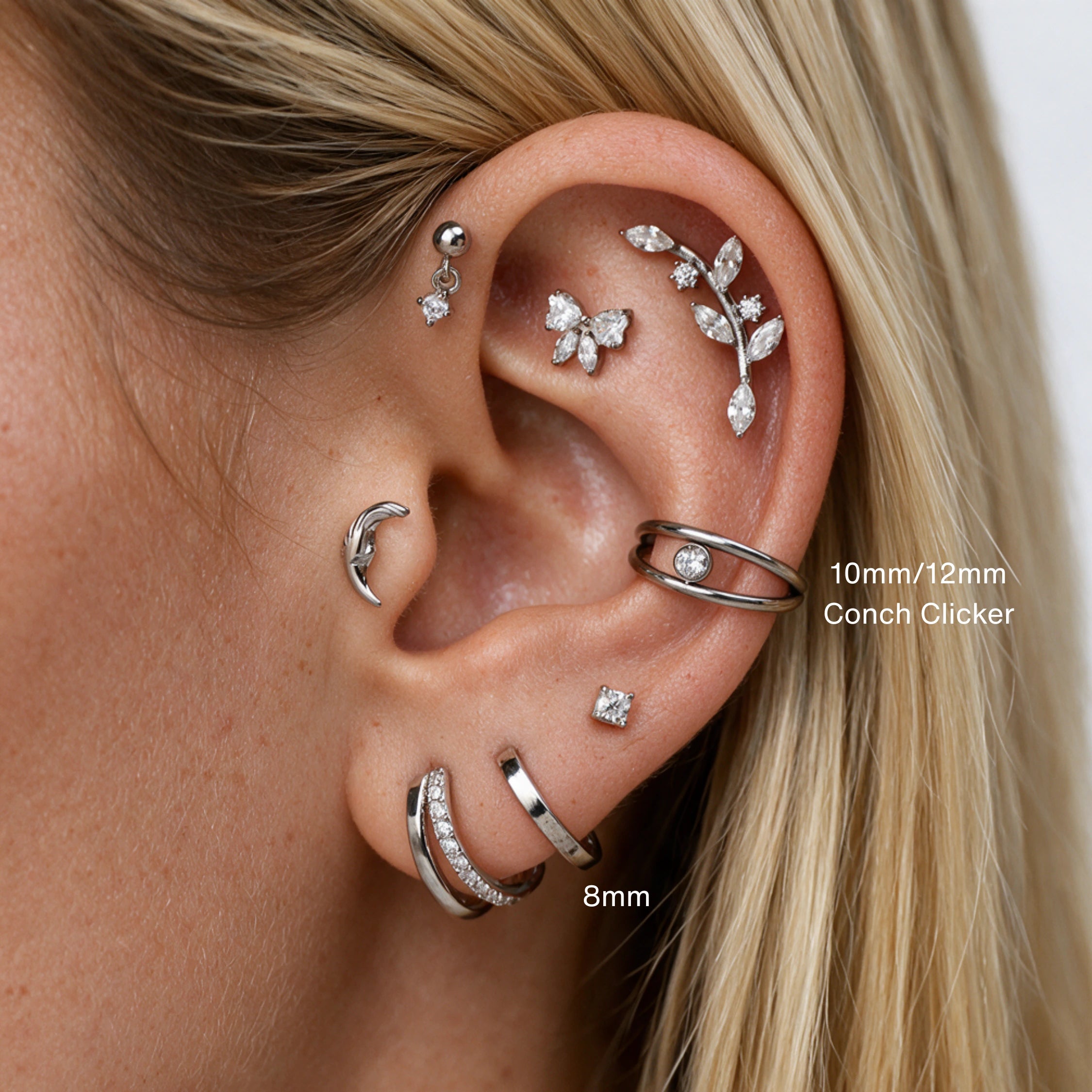 Titanium Annaisa Double Band Diamond Clicker · Helix Hoop