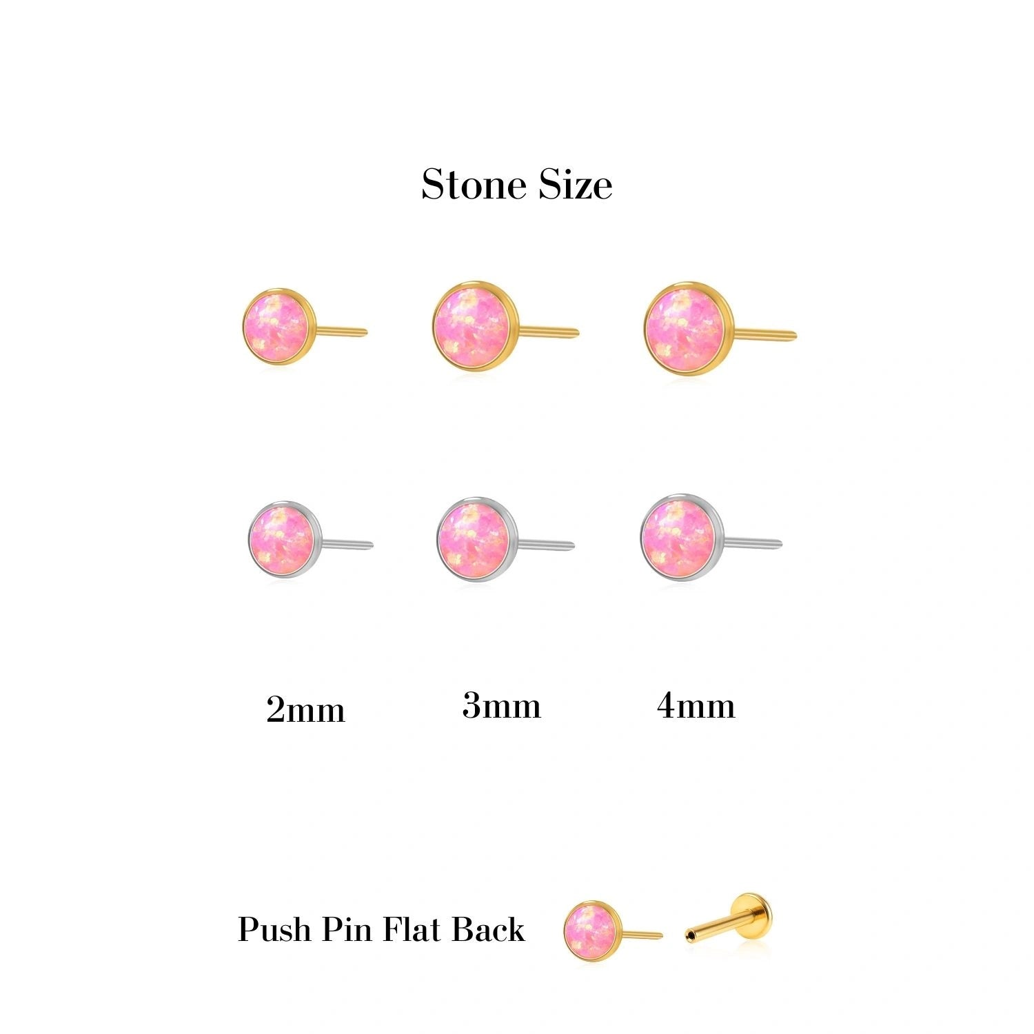 Titanium Pink Opal Push Pin Piercing Stud