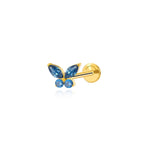 Titan Liberty Schmetterling mit blauem Saphir, Flatback-Stecker
