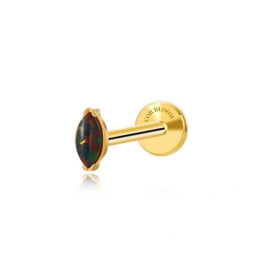 Titanium Dark Opal Marquise Flat Back Stud