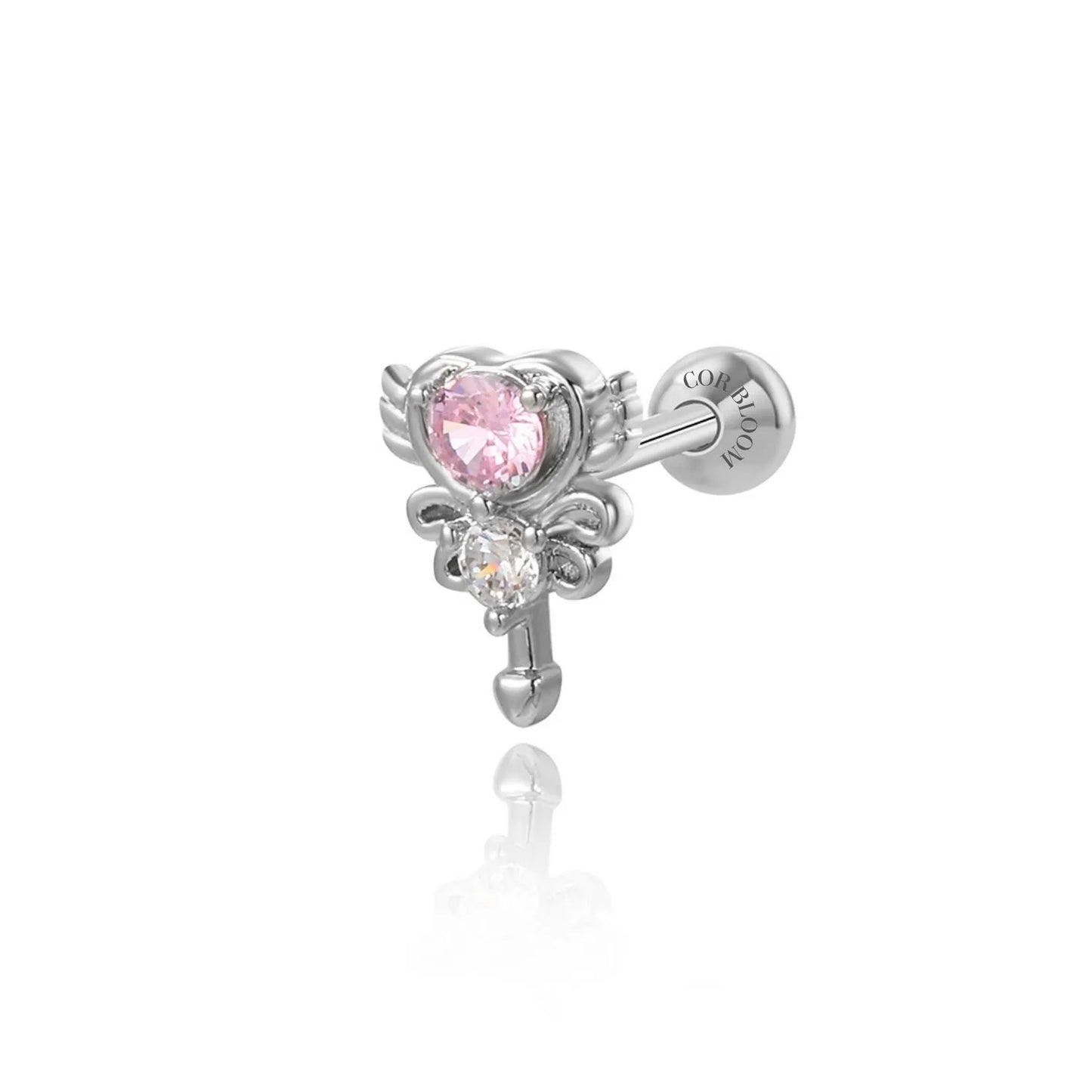 Pink Fairy Wand Screw Back Stud Earring