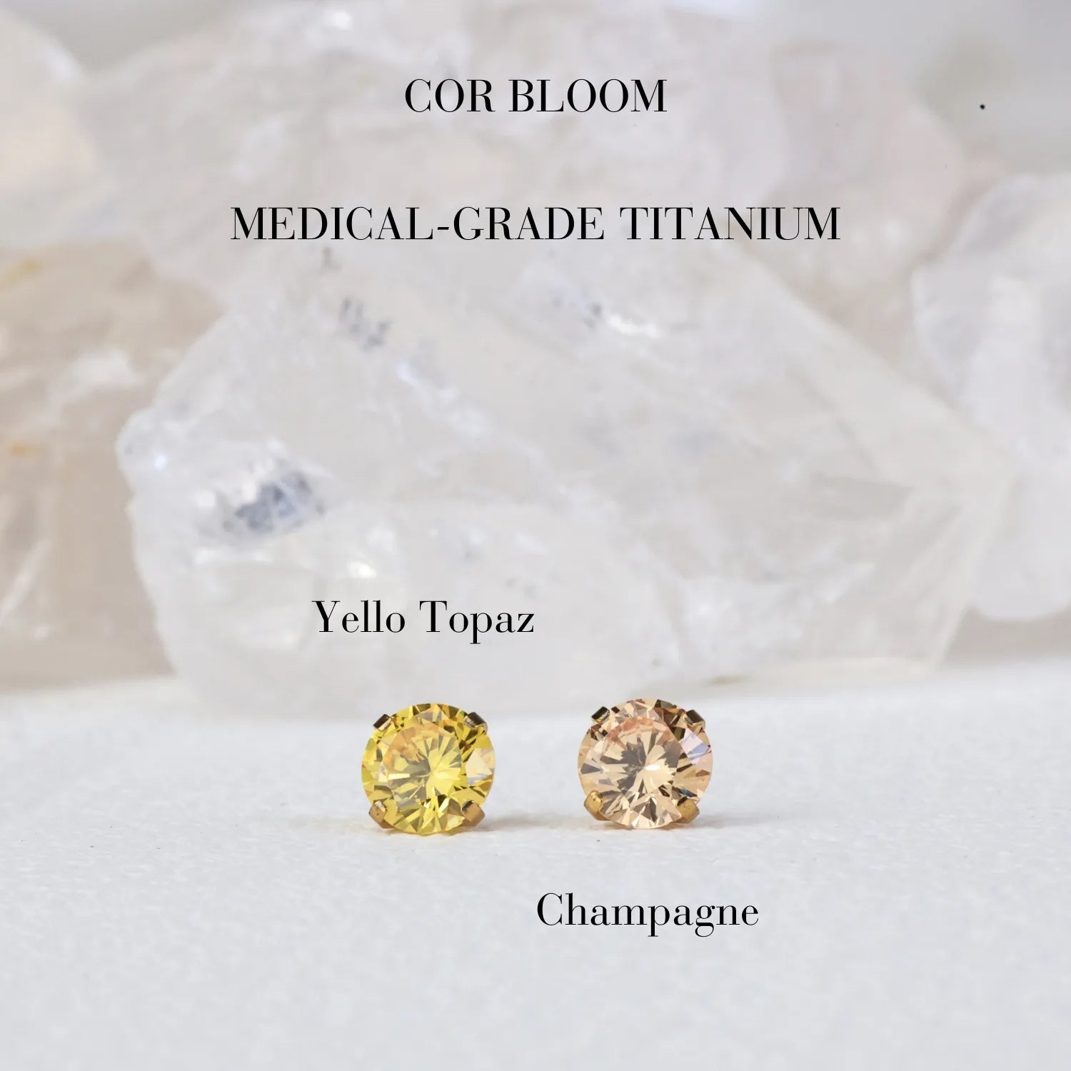 Titanium Multisize Yellow Topaz Stud (Push Pin)