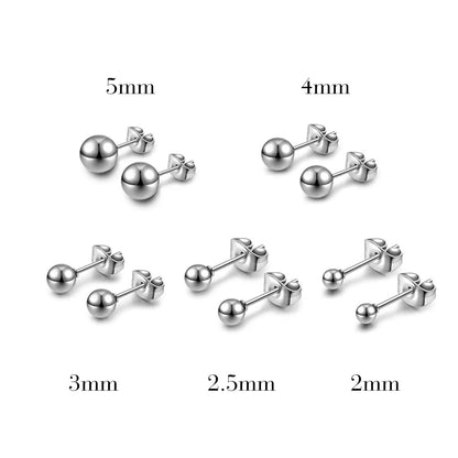 Titanium Minimal Ball Stud Earrings (20G)