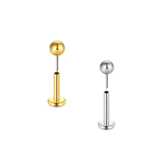 Titanium Essential Sphere Push Pin Flat Back Stud