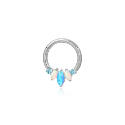 Titanium White & Blue Opal Trio Marquise Clicker