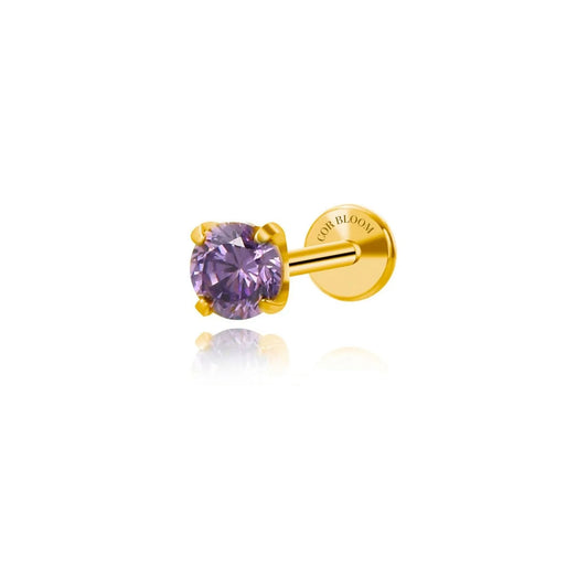 Titanium Multisize Amethyst Gemstone Piercing Stud