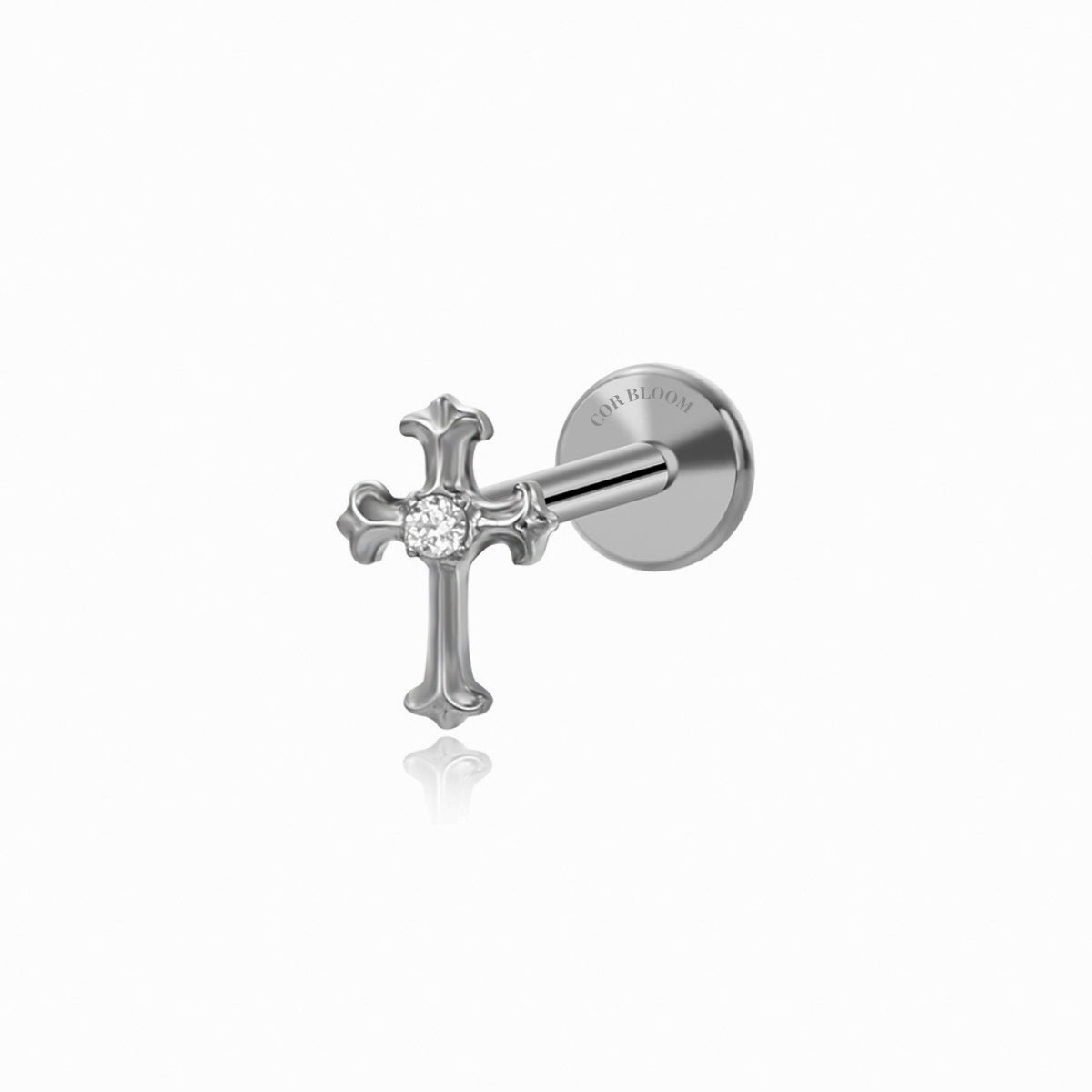 Titanium Mini Diamond Cross Flat Back Stud