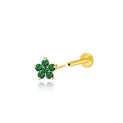 Titanium Nova Flower Stud - Green Emerald