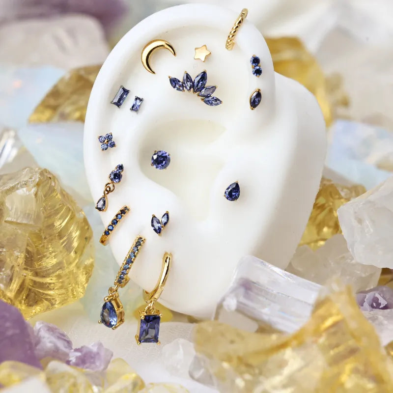 Titanium Elynn Tanzanite Marquise Flat Back Stud