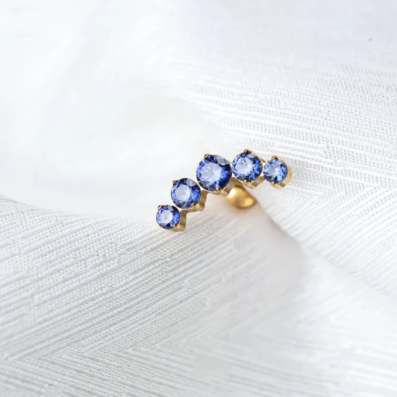 Titanium Daphne Five Tanzanite Gemstone Cluster Flat Back Stud