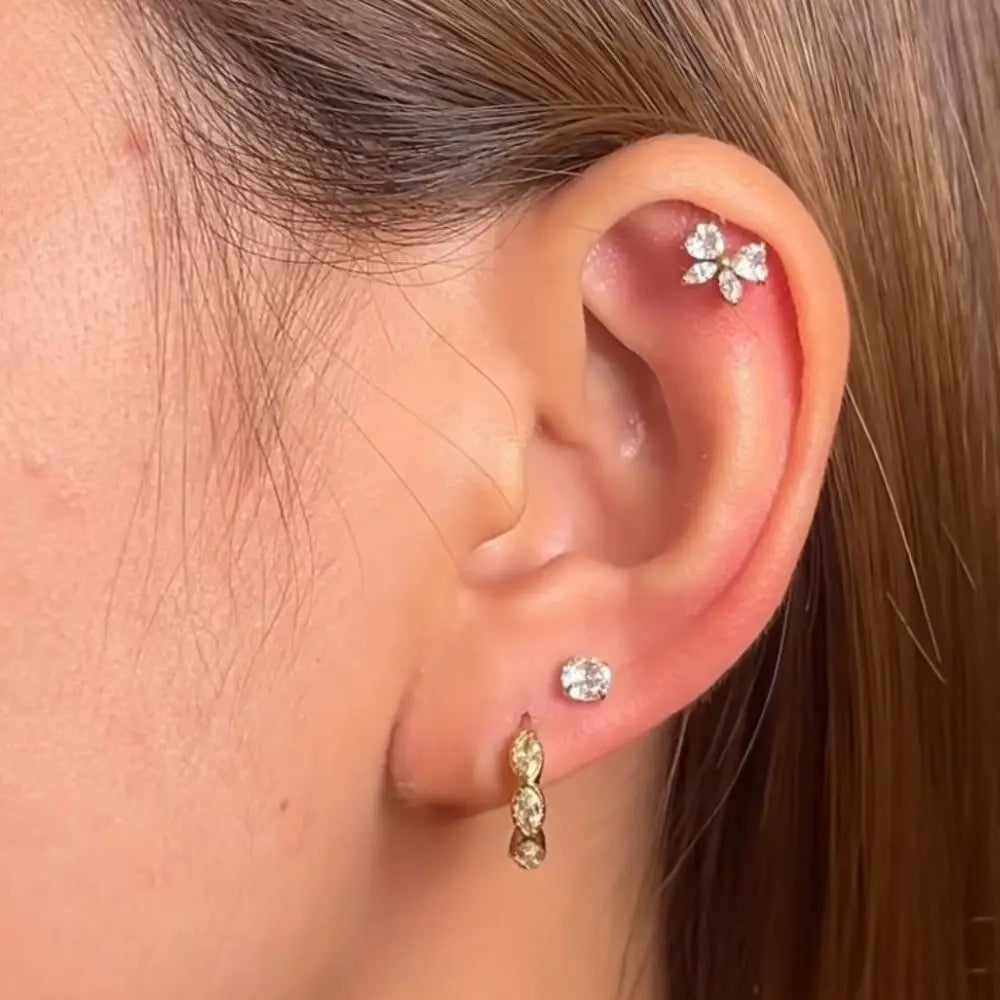 Titanium Daphne Diamond Ribbon Bow Flat Back Stud