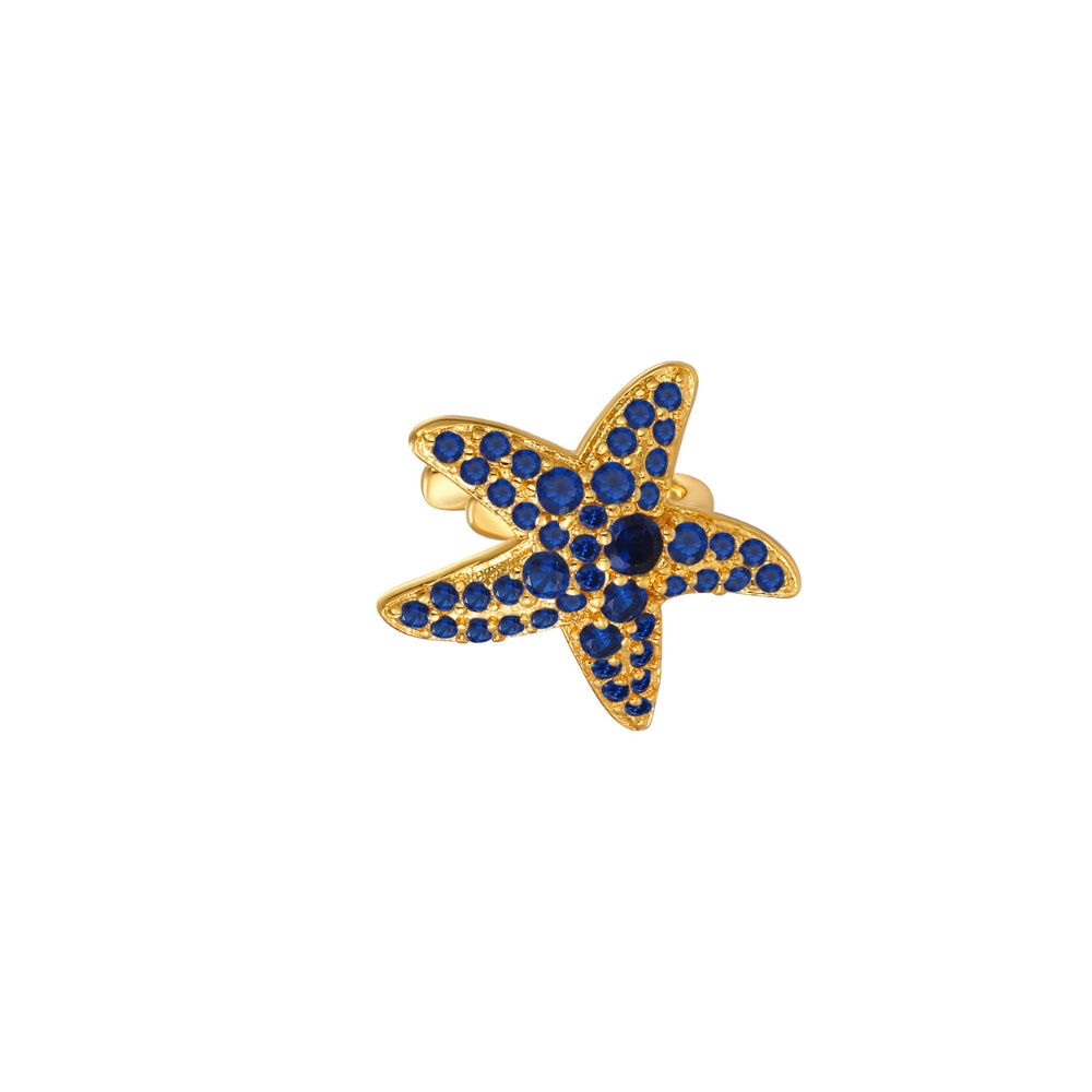 Blue Sapphire Starfish Ear Cuff