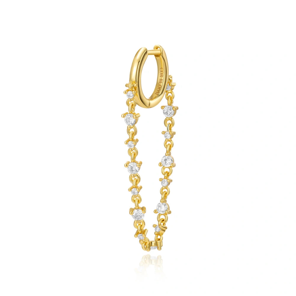 Livia Crystal Gemstones Dangling Chain Hoop Earring