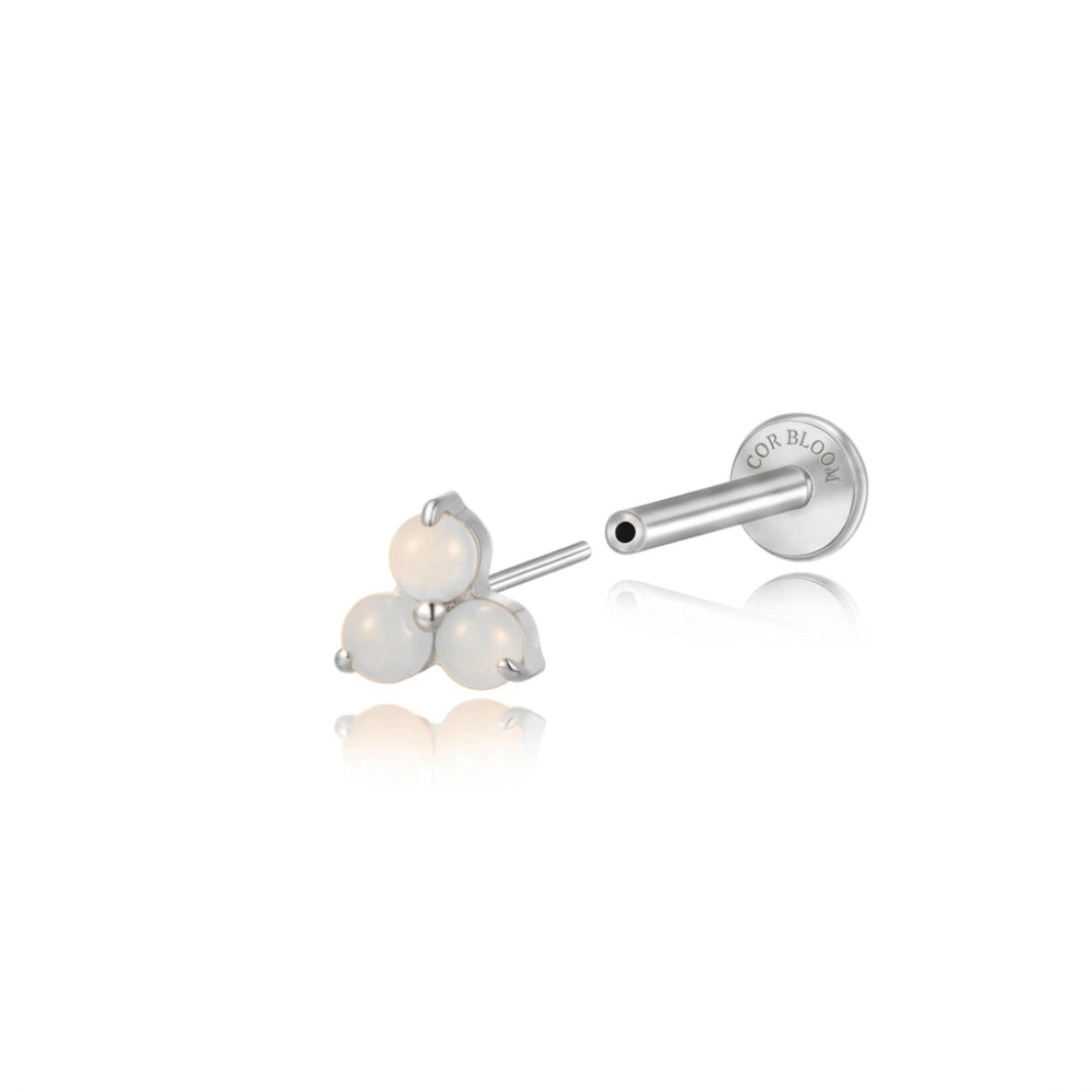Titanium Athina Mini Triangle Stud - White Shell