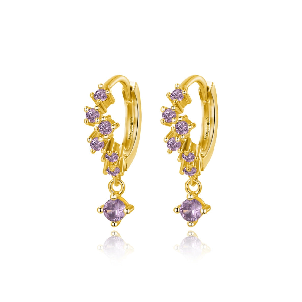 Nia Bling Cluster Hoops - Amethyst Dream