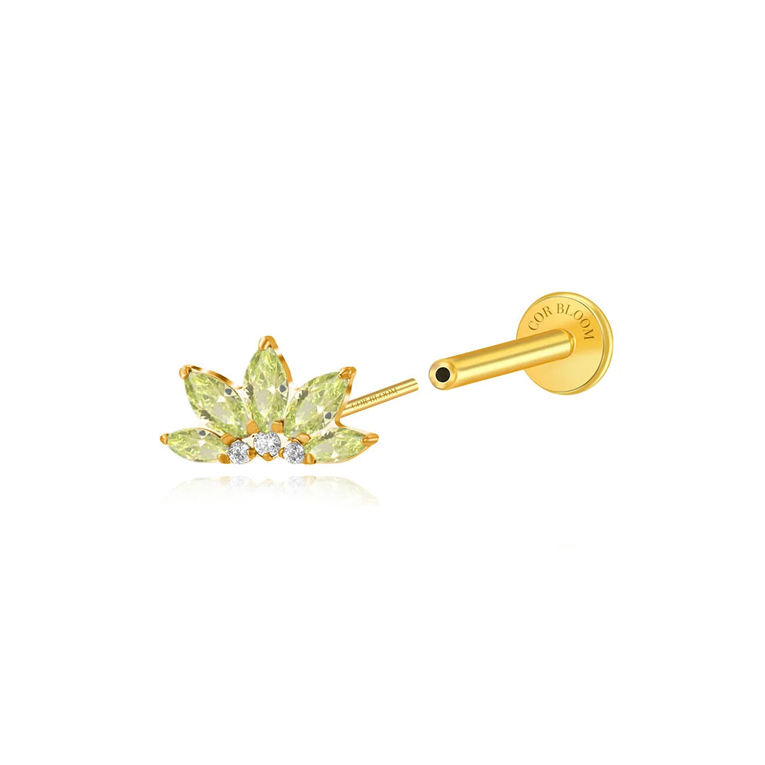 Titanium Xanthe Apple Green Lotus Flat Back Stud
