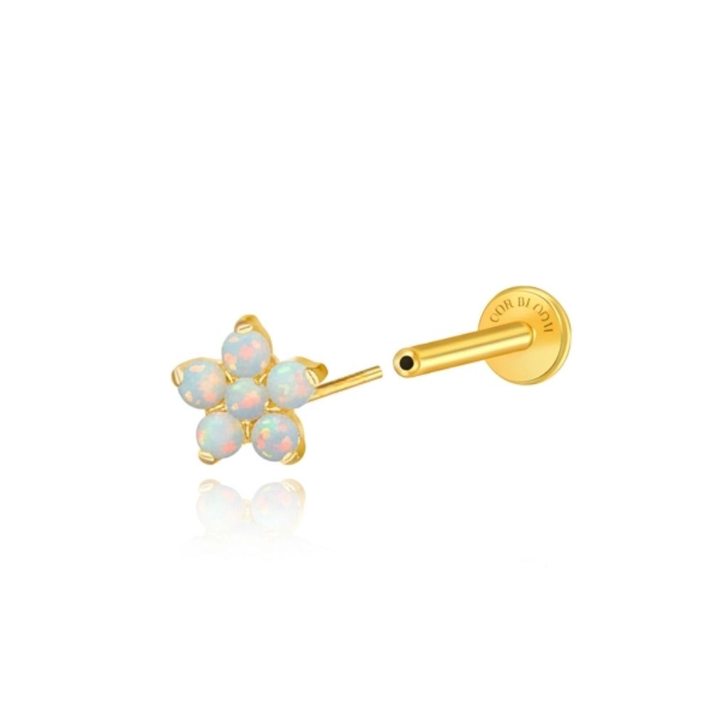 Titanium Nova Flower Stud - White Opal