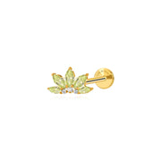 Titanium Xanthe Apple Green Lotus Flat Back Stud
