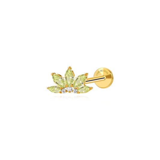 Titanium Xanthe Apple Green Lotus Flat Back Stud