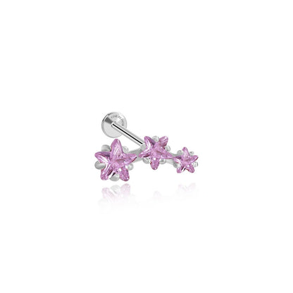 Amethyst Trio Star Cluster Flat Back Piercing Stud